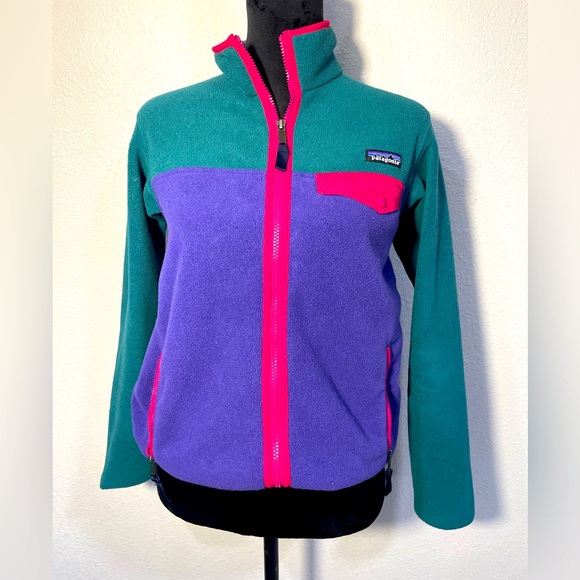Patagonia Jackets & Blazers - Patagonia Synchilla Teal, Purple, and Pink color Block Fleece Jacket- Women’s XS